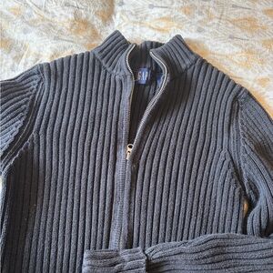 GAP womens Ribbed Zip-Up Sweater Jacket - black